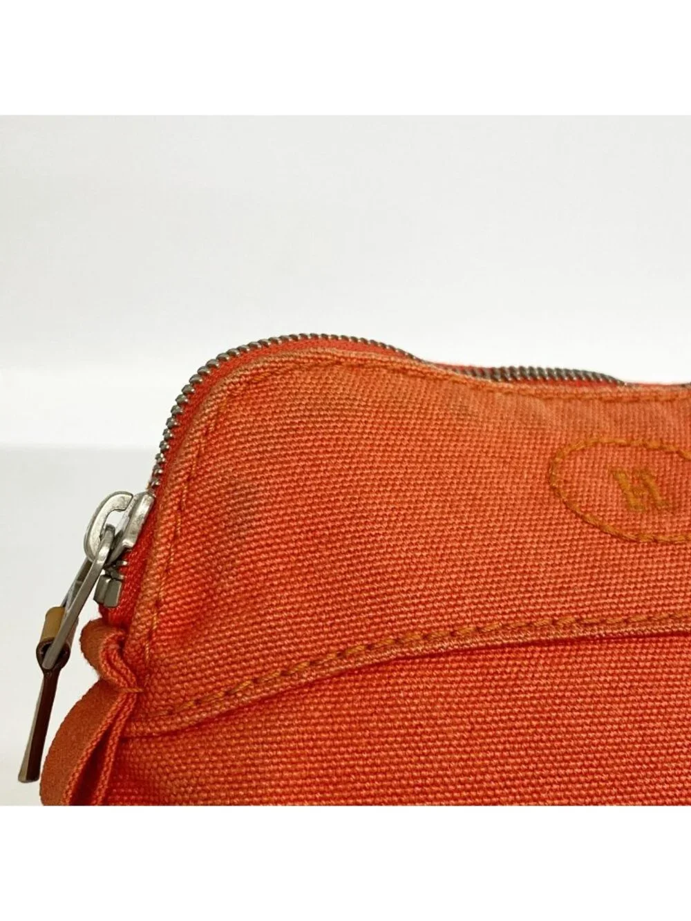 Hermes Pouch Bolide Canvas Orange Silver